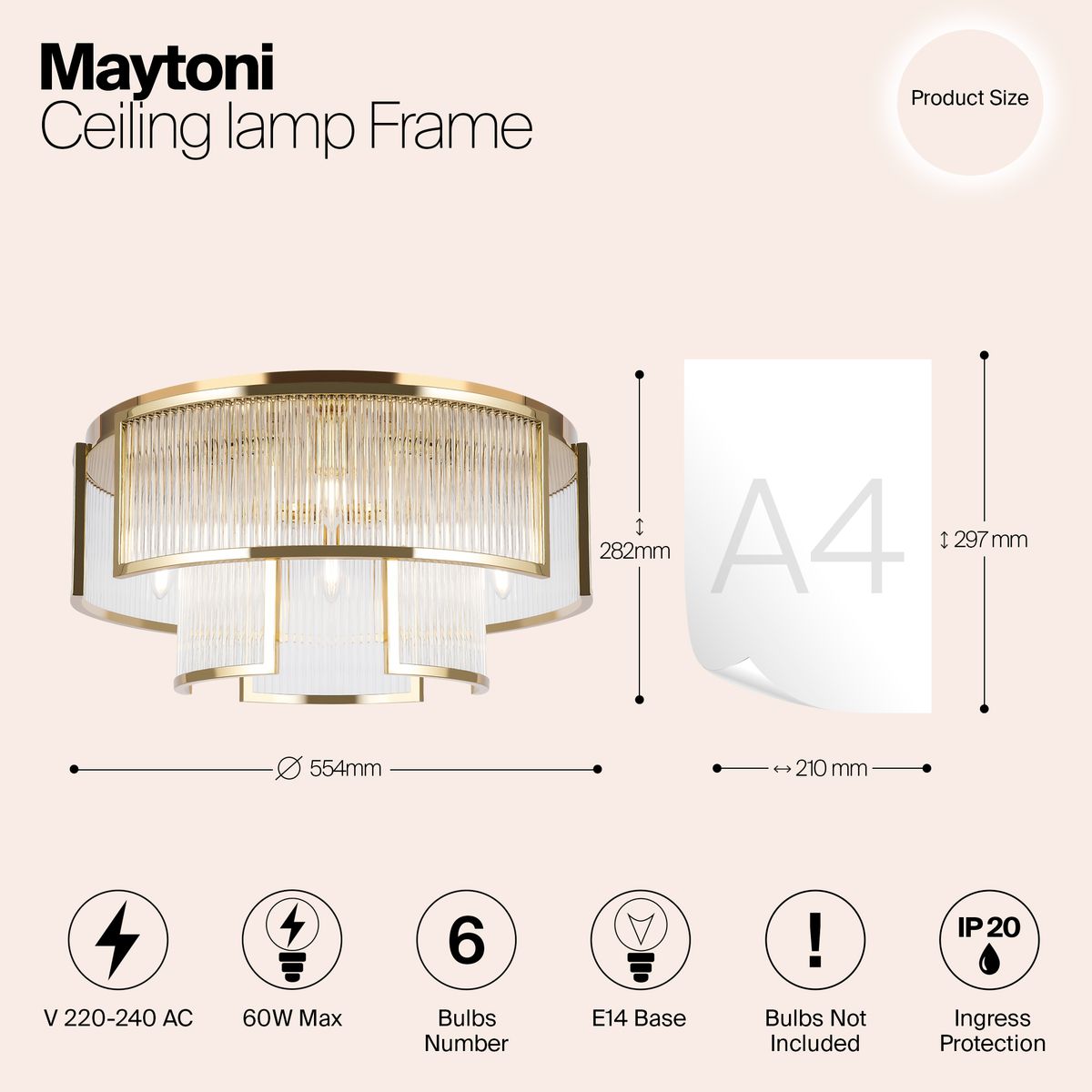 Потолочная люстра Maytoni Frame MOD174CL-06G